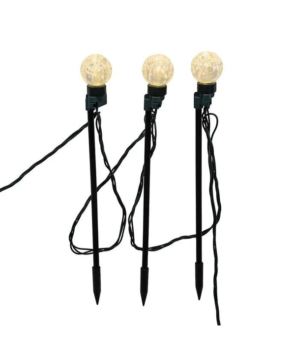 14' 40 Light 10-Piece Pure White & Warm White Jumbo LED Bubble G40 String Yard Stakes 2