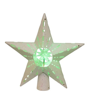 12.2" Pre-Lit RGB White Iridescent LED Star Treetop With Rotating Ornament Treetop 3