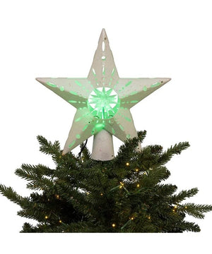 12.2" Pre-Lit RGB White Iridescent LED Star Treetop With Rotating Ornament Treetop 4