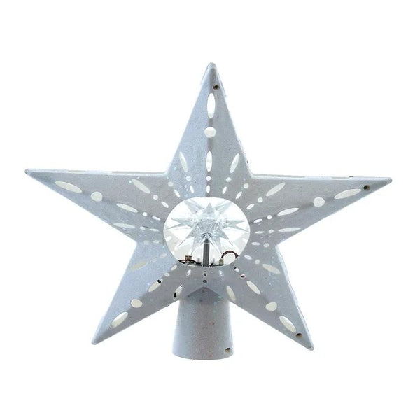 12.2" Pre-Lit RGB White Iridescent LED Star Treetop With Rotating Ornament Treetop 1