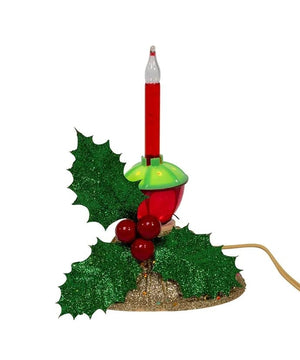 6.9" Tripple Holly Berry Bubble Light Candelabra 2