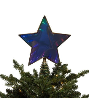 11.5" 20 Light UL Multicolor Infinity Effect SMD LED Fairy Twinkle Gold Glitter Star Tree Topper 2