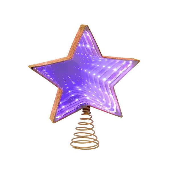 11.5" 20 Light UL Multicolor Infinity Effect SMD LED Fairy Twinkle Gold Glitter Star Tree Topper 1