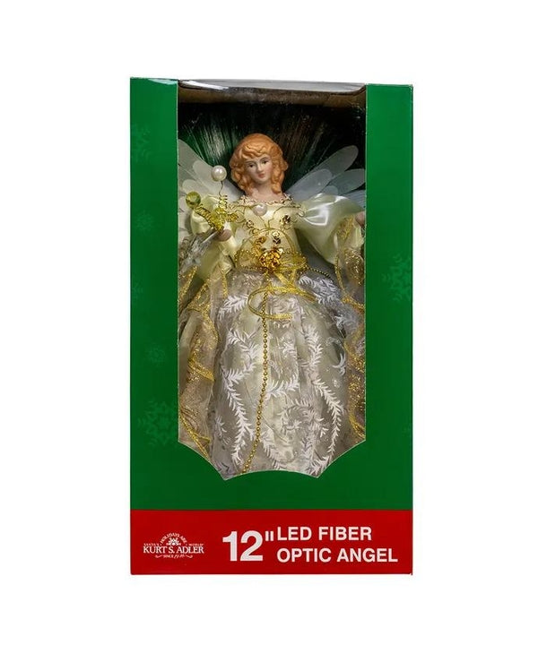 12" 30L UL Gold Fairy Fiber Optic Angel Christmas Tree Topper 5