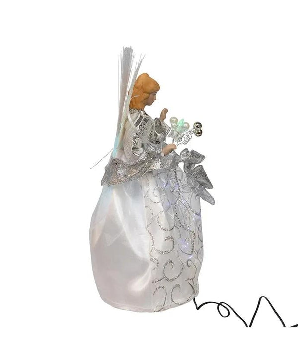 12" 30L UL Silver Fairy Fiber Optic Angel Christmas Tree Topper 2