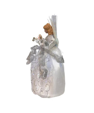 12" 30L UL Silver Fairy Fiber Optic Angel Christmas Tree Topper 3