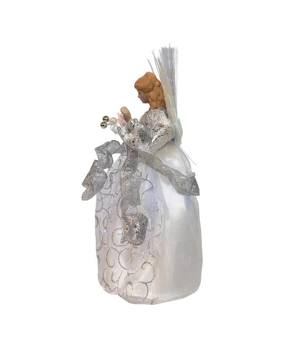 12" 30L UL Silver Fairy Fiber Optic Angel Christmas Tree Topper 3
