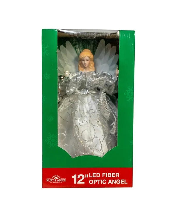 12" 30L UL Silver Fairy Fiber Optic Angel Christmas Tree Topper 5