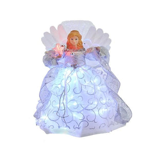 12" 30L UL Silver Fairy Fiber Optic Angel Christmas Tree Topper 1