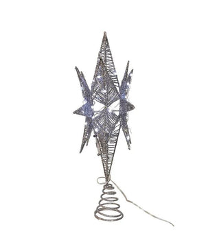 15" 80 Light Cool White LED Silver Starburst Tree Topper 2