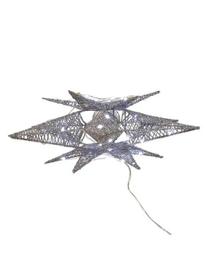 15" 80 Light Cool White LED Silver Starburst Tree Topper 3