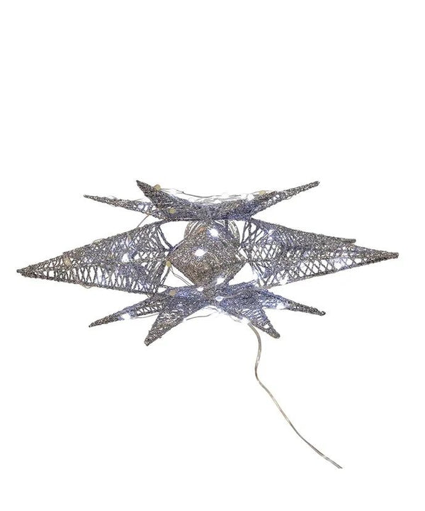 15" 80 Light Cool White LED Silver Starburst Tree Topper 3