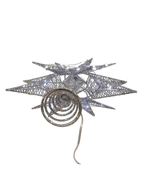 15" 80 Light Cool White LED Silver Starburst Tree Topper 4