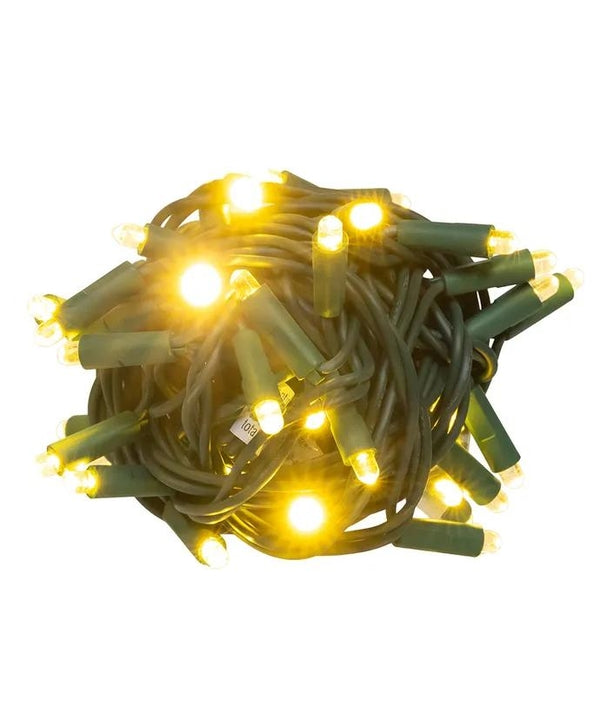 16.3' 50 Light UL Convex Warm White LED Green Wire Light Set 2