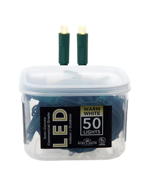 16.3' 50 Light UL Convex Warm White LED Green Wire Light Set 3