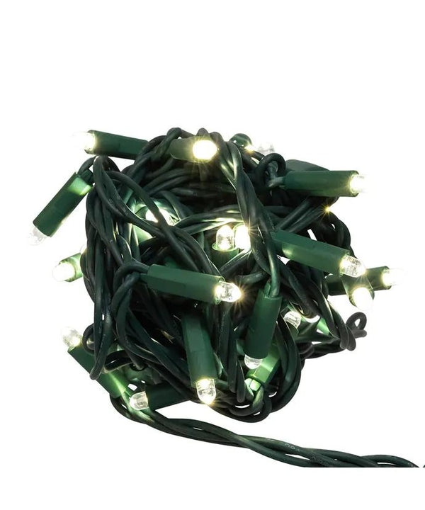 16.3' 50 Light UL Convex Pure White LED Green Wire Light Set 2
