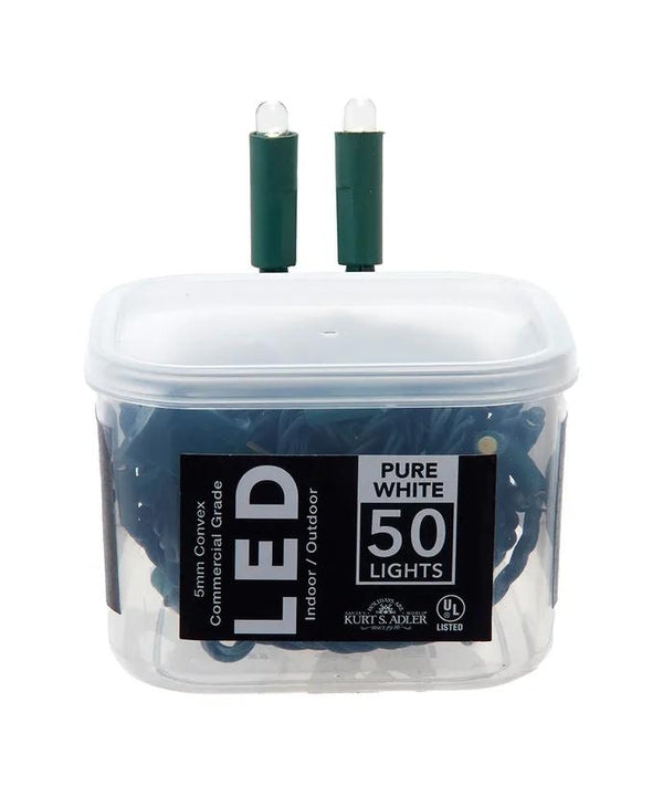 16.3' 50 Light UL Convex Pure White LED Green Wire Light Set 3