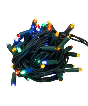 16.3' 50 Light UL Convex Multicolor LED Green Wire Light Set 2