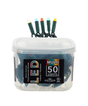 16.3' 50 Light UL Convex Multicolor LED Green Wire Light Set 3