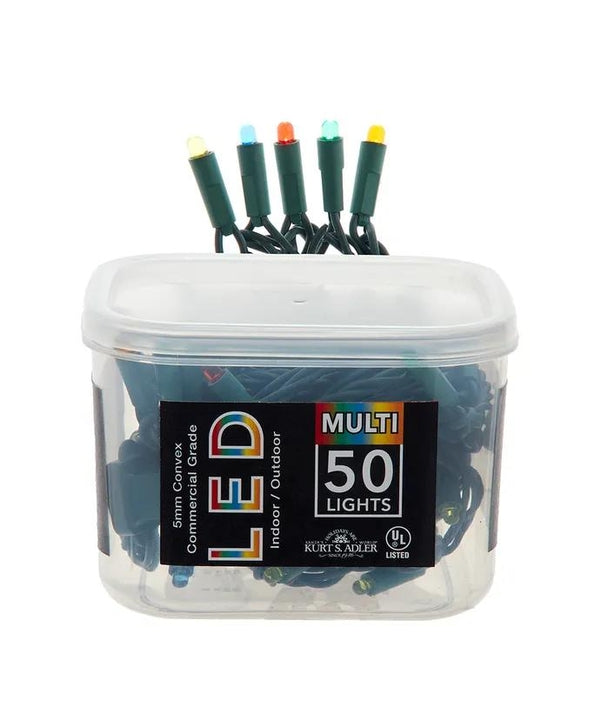 16.3' 50 Light UL Convex Multicolor LED Green Wire Light Set 3