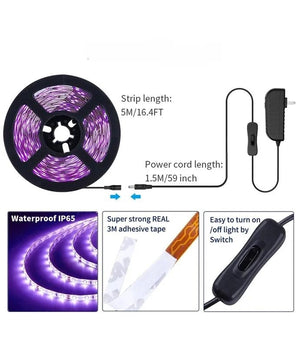 16.4' UV LED Strip Light Black Light 5
