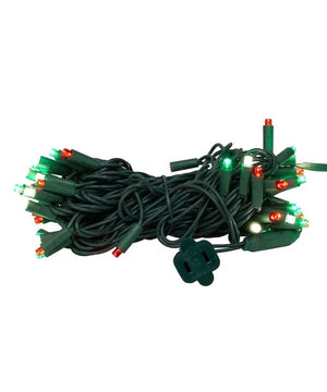 24.5' 50 Light UL Red, Green & Pure White Frosted 5MM LED Green Wire Light Set 3