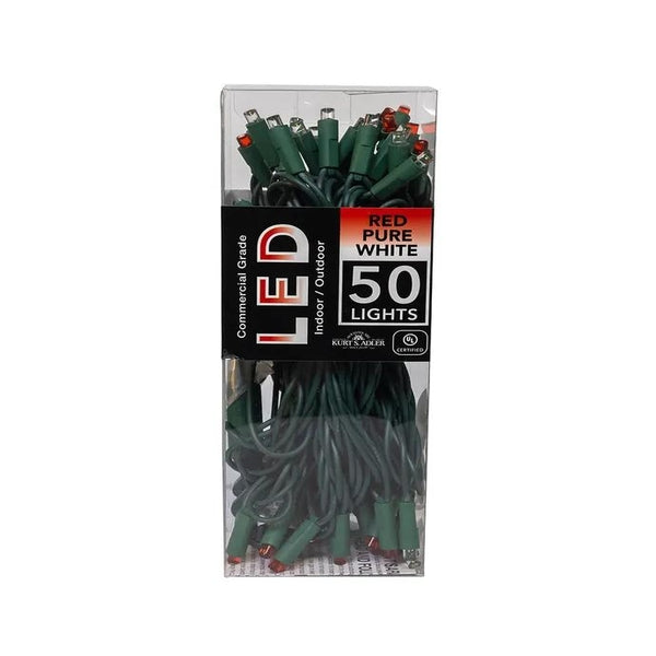 24.5' 50 Light UL Red & Pure White 5MM LED Green Wire Light Set 1