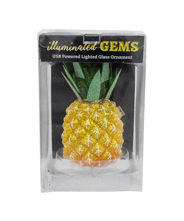 5" Glass Illuminated Gems USB Warm White LED Fairy Light Pineapple Ornament 4