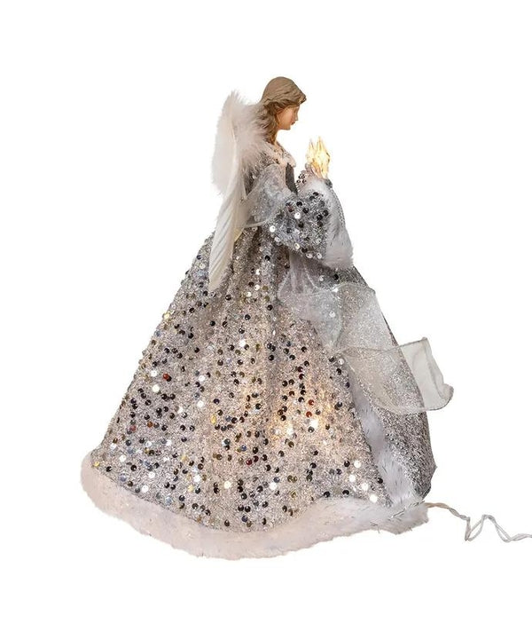 10 Light 14" UL Silver & Ivory Angel Tree Topper 2