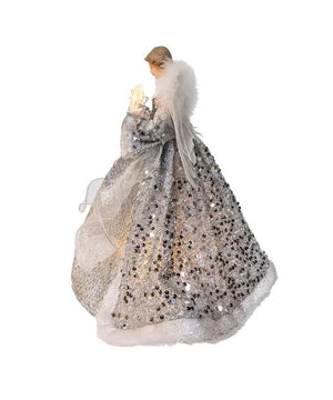 10 Light 14" UL Silver & Ivory Angel Tree Topper 3