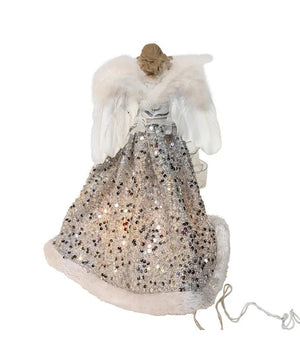 10 Light 14" UL Silver & Ivory Angel Tree Topper 4