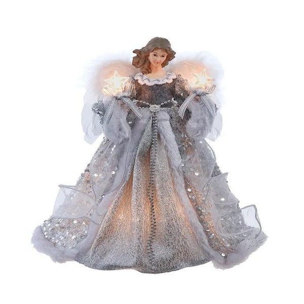10 Light 14" UL Silver & Ivory Angel Tree Topper 1
