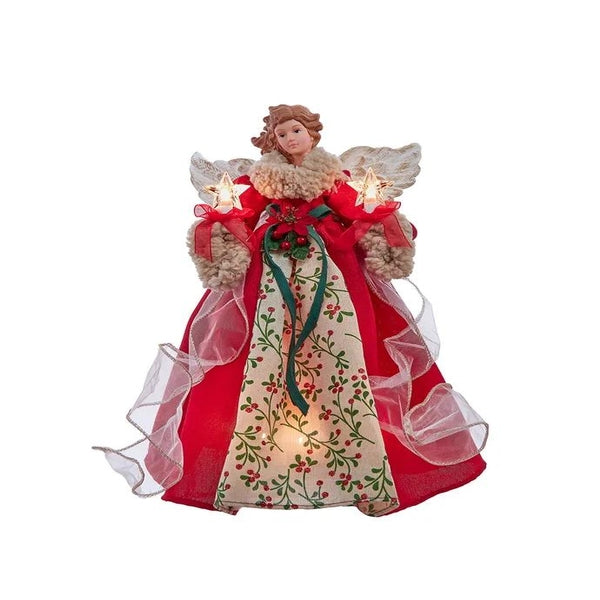 10 Light 14" UL Red & Green Angel Tree Topper 1