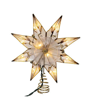 10 Light 14" UL Gold Glitter Finish Capiz Star Tree Topper 2