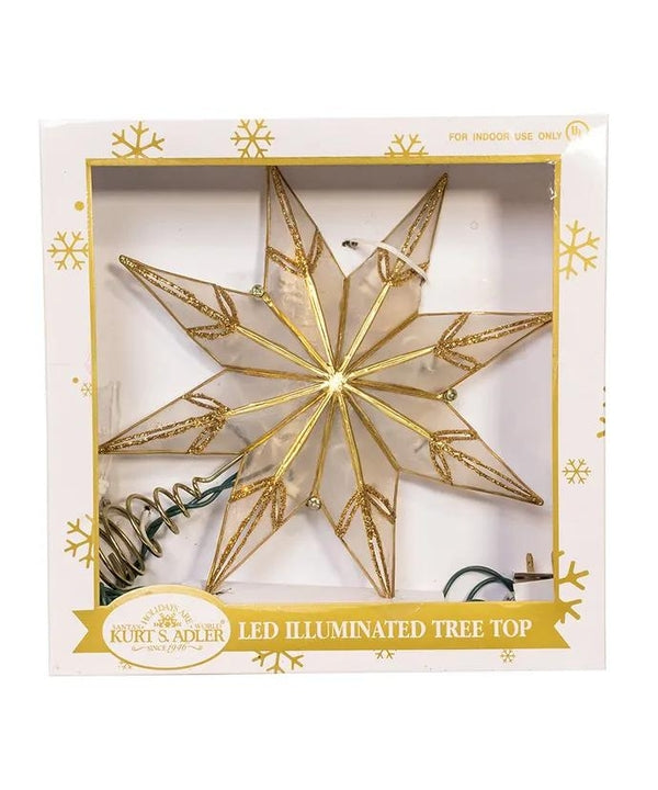 10 Light 14" UL Gold Glitter Finish Capiz Star Tree Topper 3