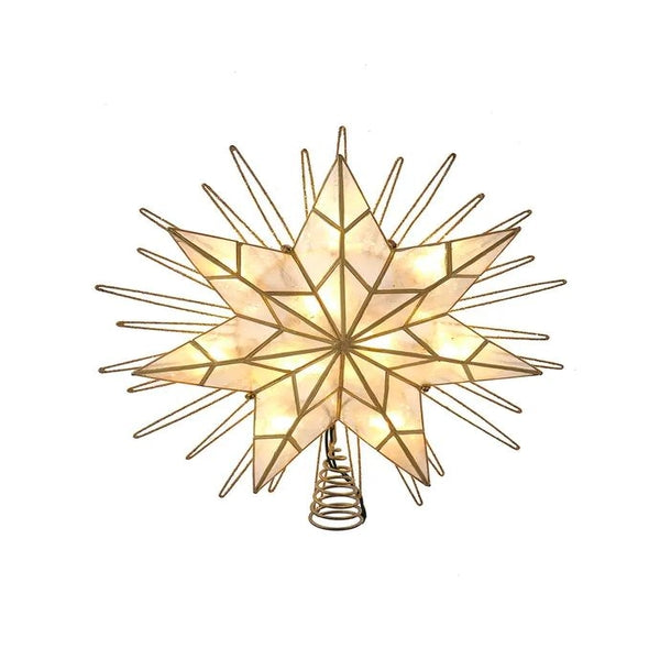 10 Light 14" 7-Point LED Gold Glittered Star Tree Topper 1