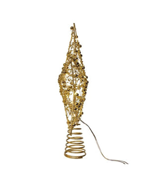 11.8" Battery Operated Warm White LED Gold Beaded Metal Star Treetop 2