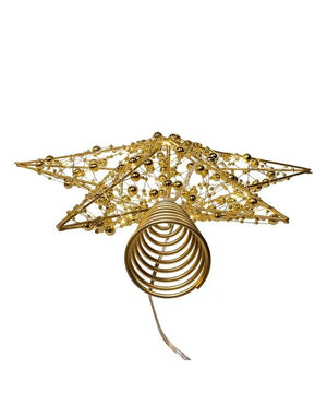 11.8" Battery Operated Warm White LED Gold Beaded Metal Star Treetop 4
