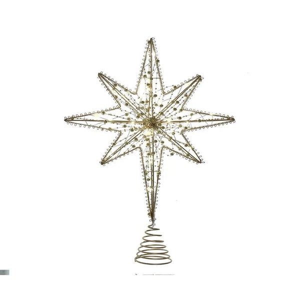 19.7" Battery Operated Warm White LED Gold Metal Star Treetop 1