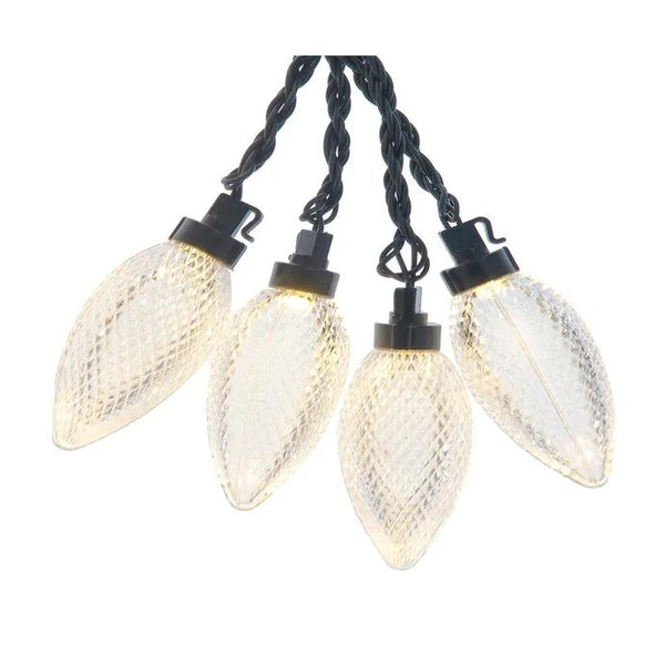 40 Light 10-Piece Warm White LED Faceted C9 String Yard Stakes 1
