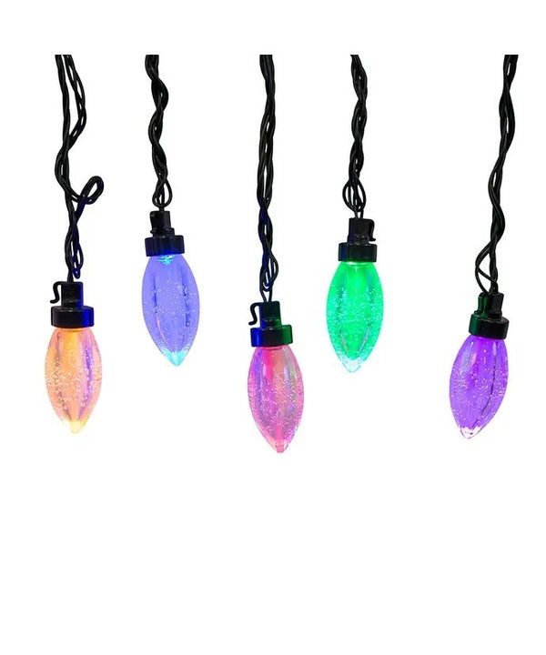 20 Light 10-Piece Multicolor & Warm White LED Bubble C9 String Yard Stakes 2