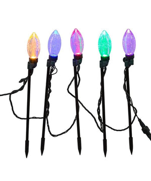 20 Light 10-Piece Multicolor & Warm White LED Bubble C9 String Yard Stakes 3