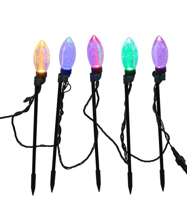 20 Light 10-Piece Multicolor & Warm White LED Bubble C9 String Yard Stakes 3