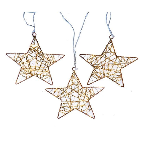 6' Battery Operated 80 Light Warm White Fairy LED Gold Star Light Set 1