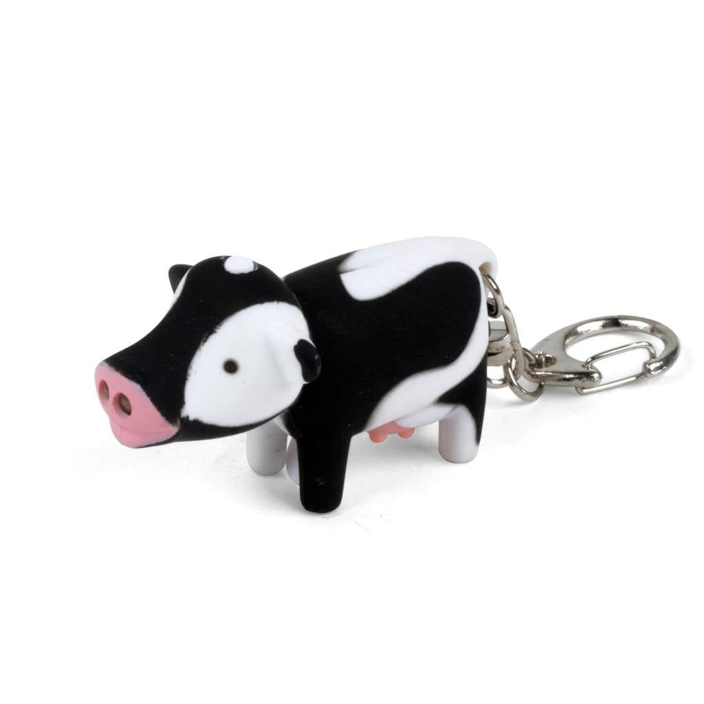 Cow Rubber Coated LED Light Keychain 1