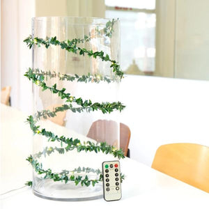 10' Green Leaf String Lights Battery Operated Garland 2