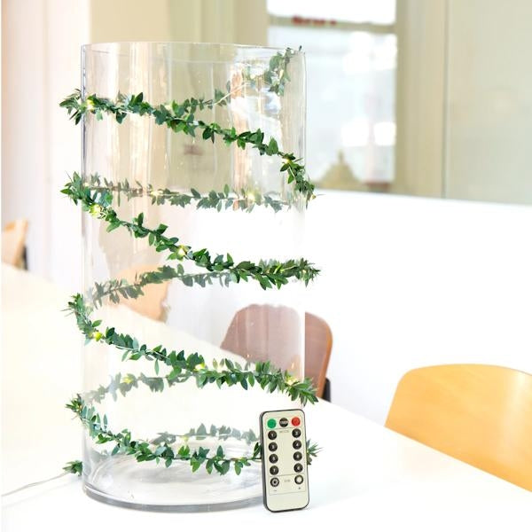 10' Green Leaf String Lights Battery Operated Garland 2