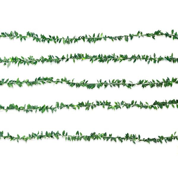 10' Green Leaf String Lights Battery Operated Garland 3