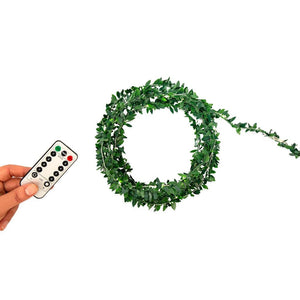 10' Green Leaf String Lights Battery Operated Garland 1