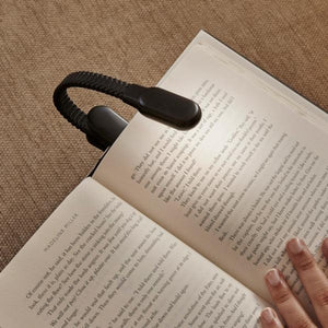 Black Rechargeable USB 2 Brightness Levels Clamp Book Light 4